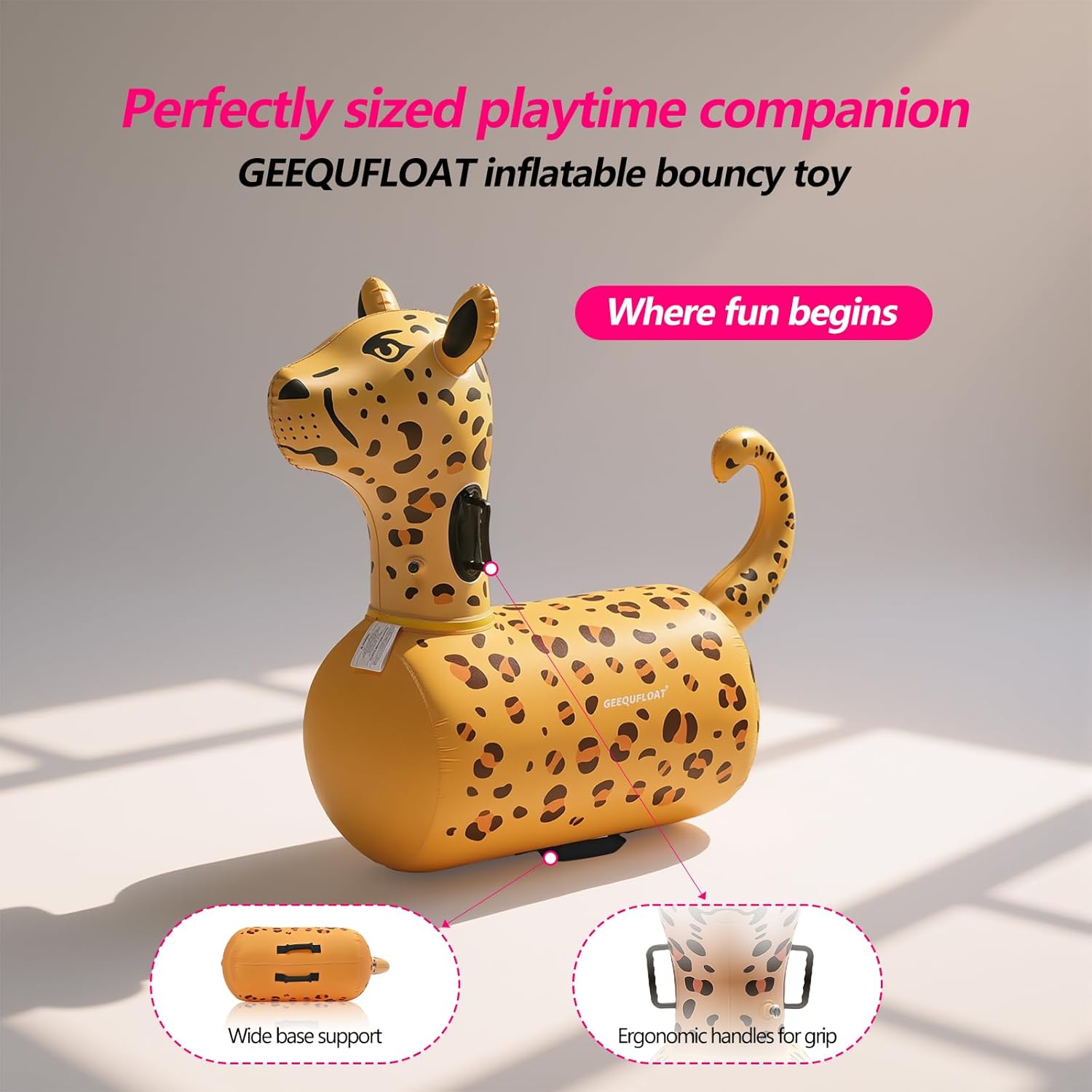 Inflatable Bouncy Leopard & Alpaca Toys 2PCS,Heavy Duty Giant Inflatable Bouncy Toys For Age 5+ with Air Pump ,Indoor Outdoor Ride On Bouncy Animal Hopper Toy,220lbs Load Capacity Gifts For Boys Girls