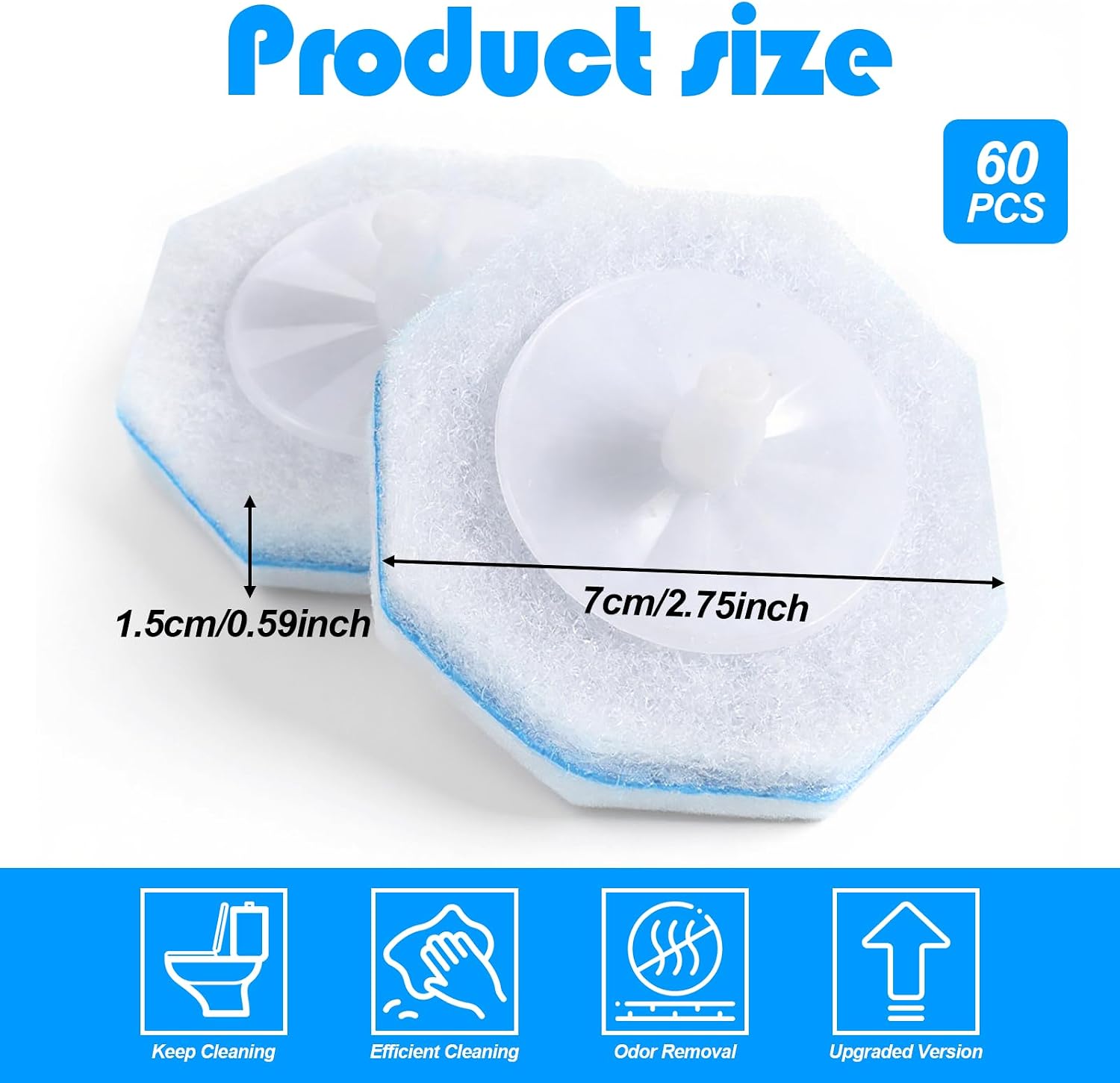 IANFAN 使い捨てトイレワンドリフィル 60個 ほとんどのボウルブラシワンド 便器クリーナー詰め替えパッド 使い捨てバスルームト