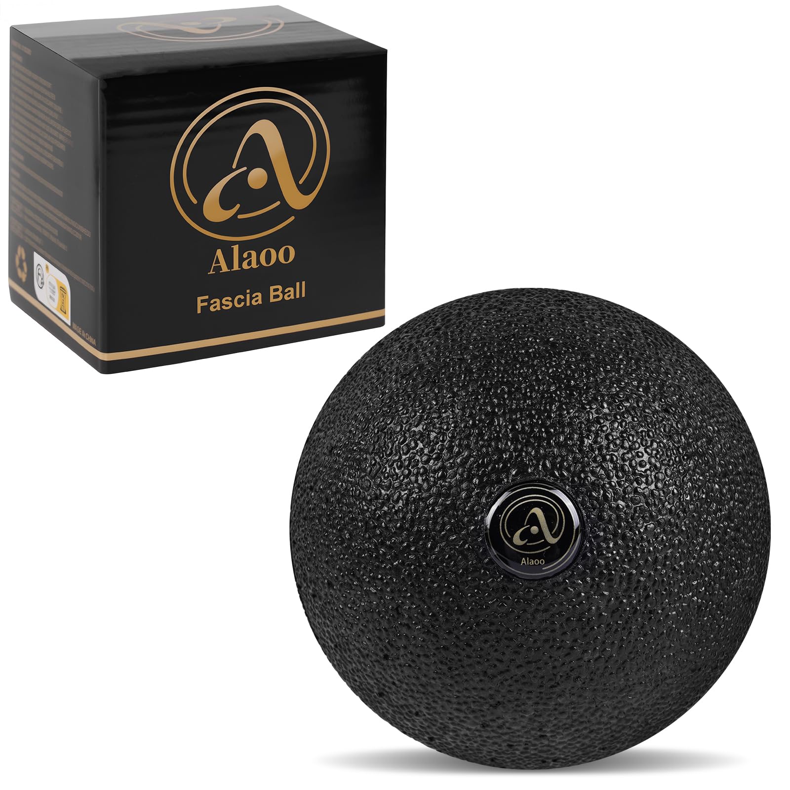 Pelota Lacrosse Masaje, Bola de Masaje Negra, 8CM Pelotas de Masaje de Fisioterapia para Fascitis Plantar, Terapia de Puntos Gatillo, Tejido Profundo, Liberación Miofascial, Yoga, Pilates