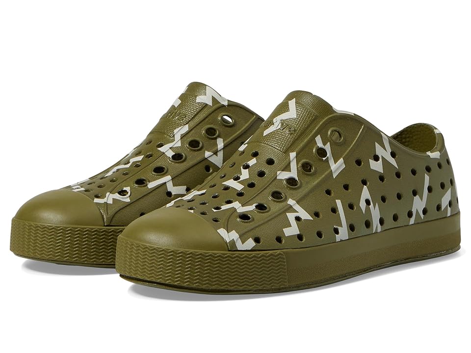 Native Shoes Kids Jefferson Print (Toddler) (Rookie Green/Rookie Green/Bone White Wiggle) Kid's Shoes INTERNATIONAL SHIPPING