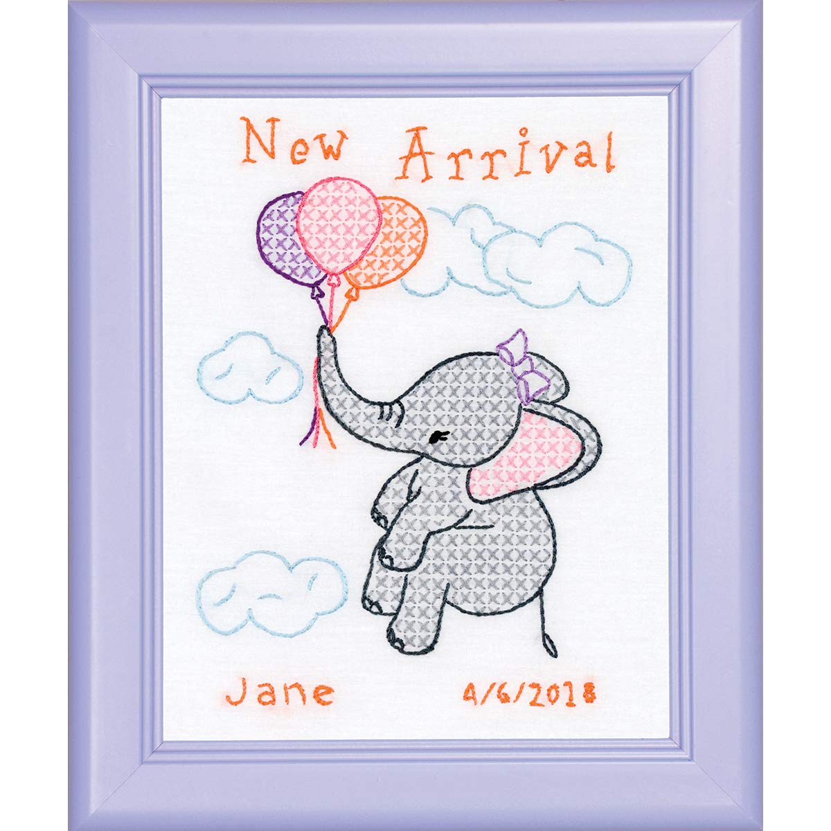Jack Dempsey Needle Art Elephant Hand Embroidery, 8 x 10, White
