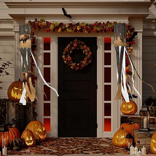Miniatura 5 de Bandera de Halloween de 40 pulgadas, decoración colgante de patio al aire libre, perfecta para Halloween, Navidad, vida silvestre, ciervo, oso, alce