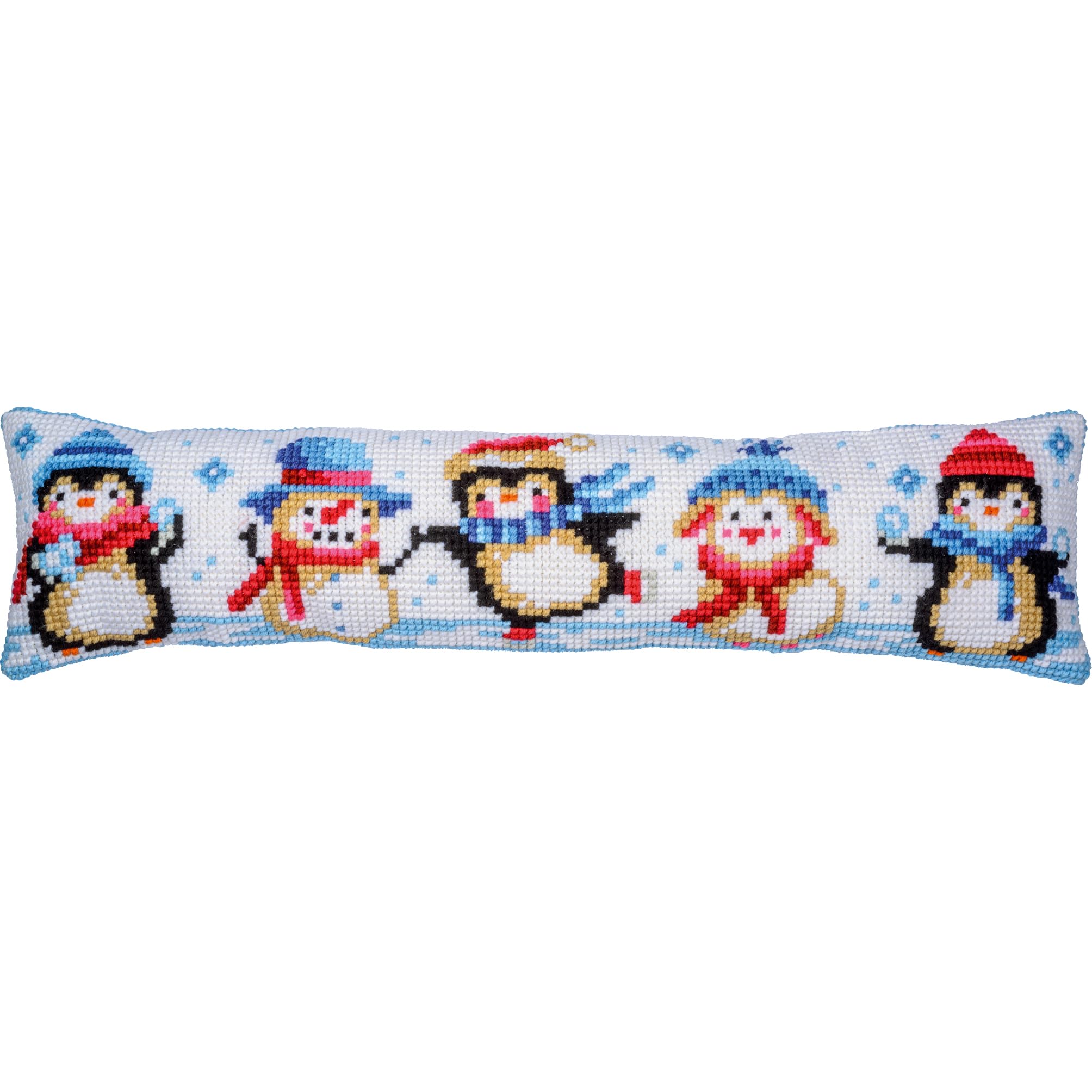 VERVACO Zestaw do Haftu Krzyżykowego Wałek pod drzwi ZABAWA NA ŚNIEGUKanwa z Nadrukiem 80 x 20 cm Gruba Włóczka Akrylowa Zrób to Sam Dekoracja Domu DIY Cross Stitch Kit