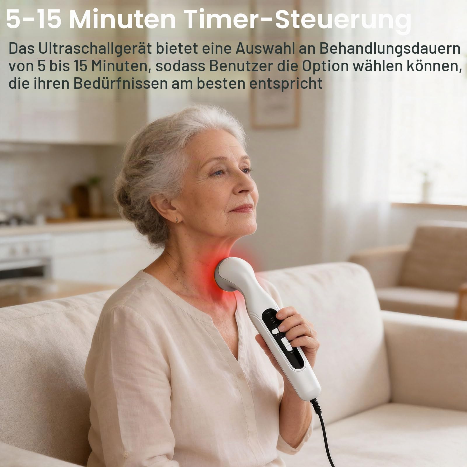 Tragbares Ultraschallgerät für Zuhause, Ultraschall Massagegerät mit 3 Geschwindigkeitsstufen, 15 Minuten Zeitmessung, Konstant 42 °C, Schallwellengerät für Lindert Schmerzen Muskulären Verletzungen