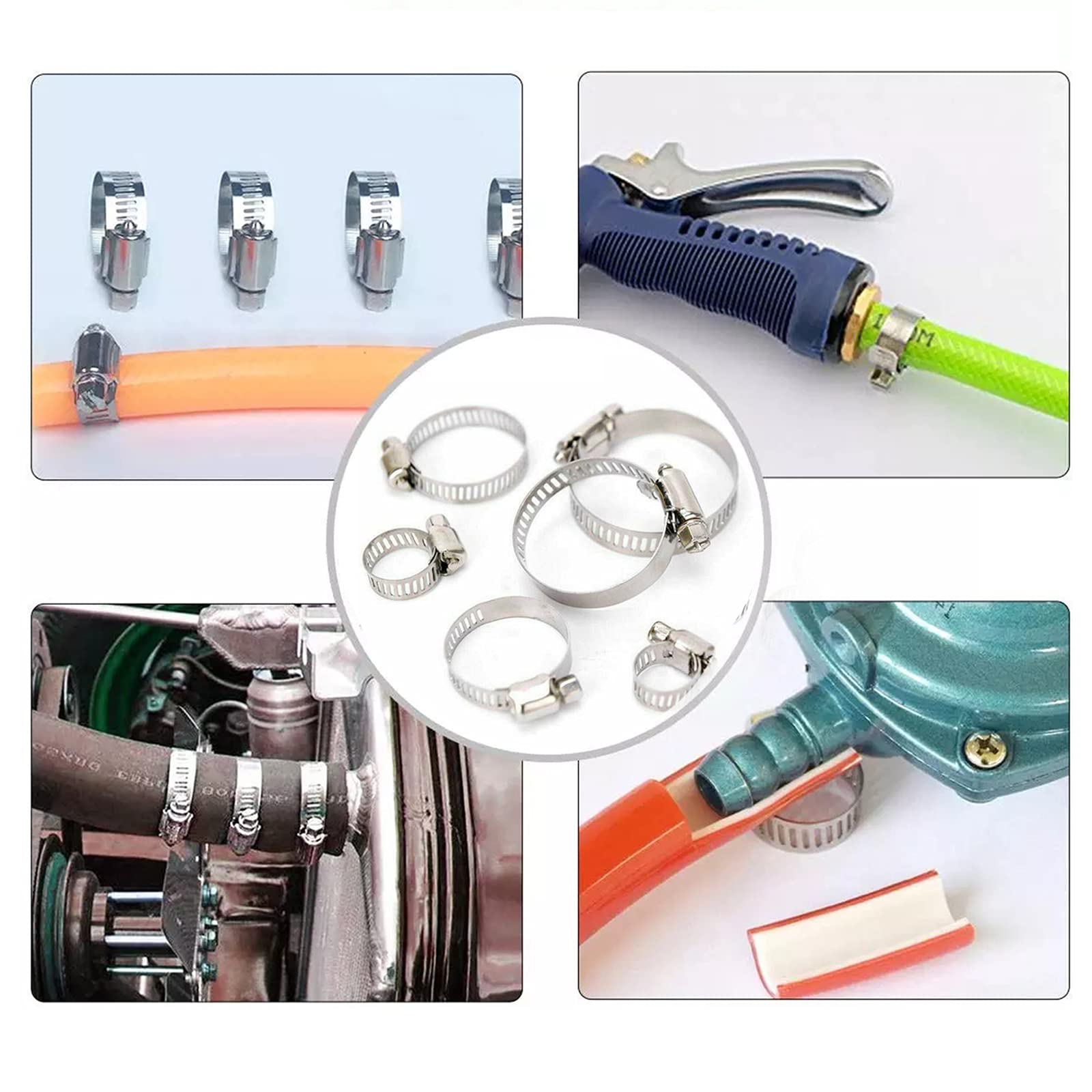 Abrazadera de manguera, juego de 91 piezas con llaves inglesas, resistentes a la temperatura para tuberías de agua domésticas, tuberías de coche, tuberías de agua doméstica (8-44 mm)