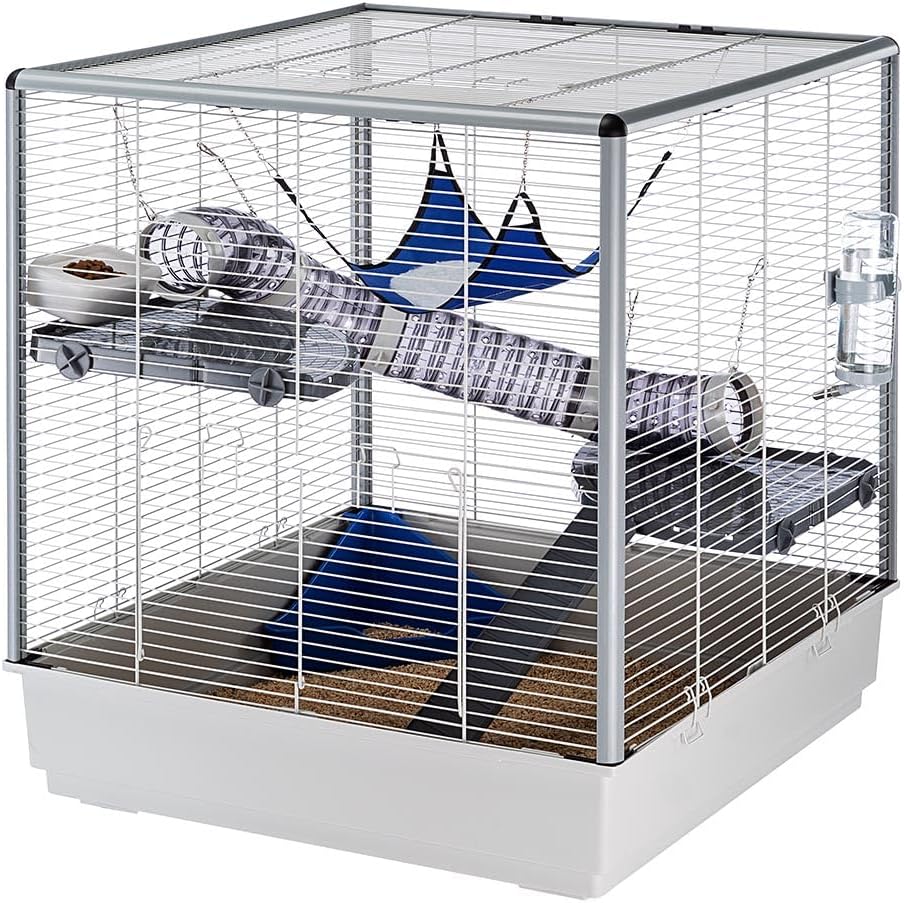 Ferplast Furet Tower XL Single Unit, Includes Accessories - Grey, 57062414US1; Measures 31.5" L x 29.53" W x 37.6" H
