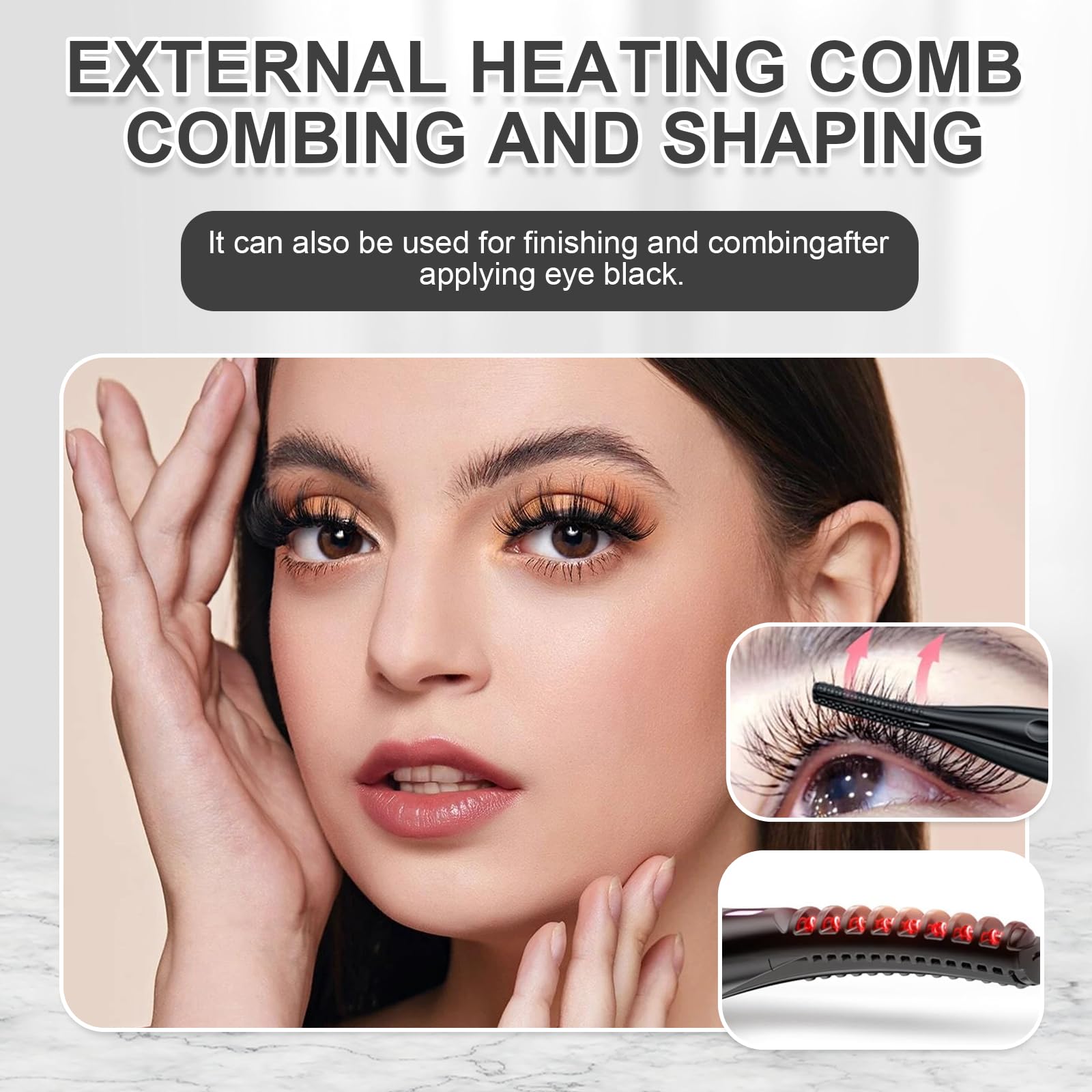 Heated Eyelash Curlers for Women 1pcs Heated Eyelash Curler USB Rechargeable Heated Lash Curler UK Portable Eyelash Curler Heated,Suitable for Eyelash Styling with 2 Eyebrow Brushes - Image 4