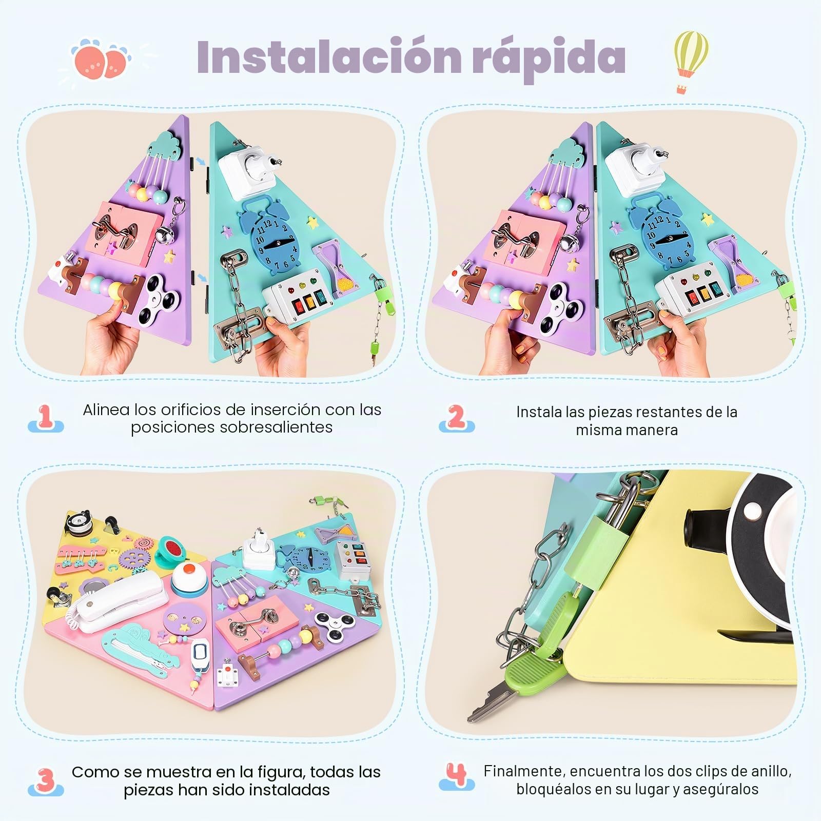Juguetes Montessori para niños pequeños, Tablero Ocupado para niños pequeños, Forma de pirámide, Cubo Educativo
