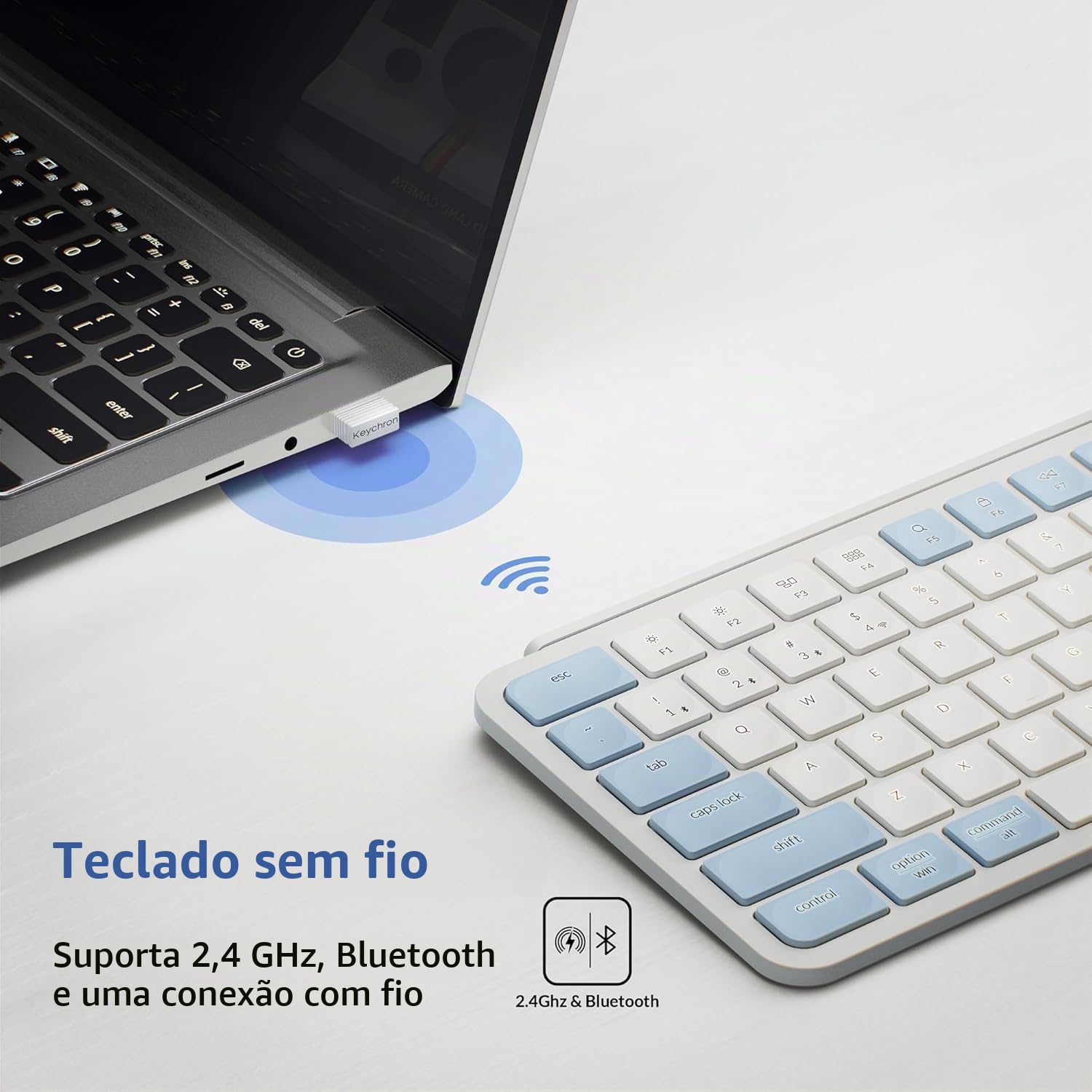 Keychron B1 Pro Ultra-Slim ZMK/Launcher Teclado Bluetooth Sem Fio