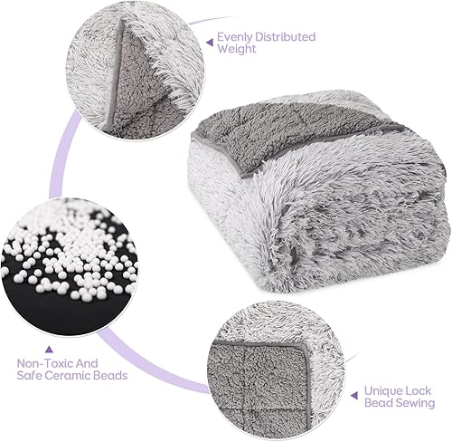 Miniatura 4 de Cottonblue Manta con peso de piel sintética de 15 libras, manta con peso de piel larga y esponjosa, tamaño individual para adultos, acogedora y