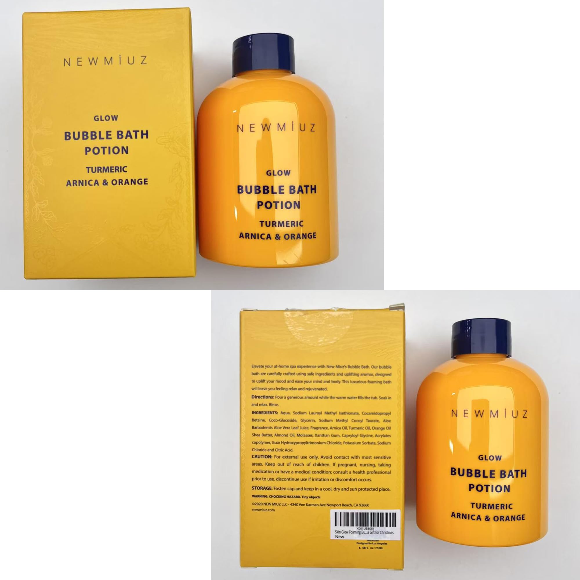 Nutritious Bubble Bath - Luxury Long Lasting Natural Bubble Foaming - Turmeric Orange Arnica Essential Oil - Skin Healing Moisturizing Relaxing & Stress Relief Self-Care Spa Gift for Christmas