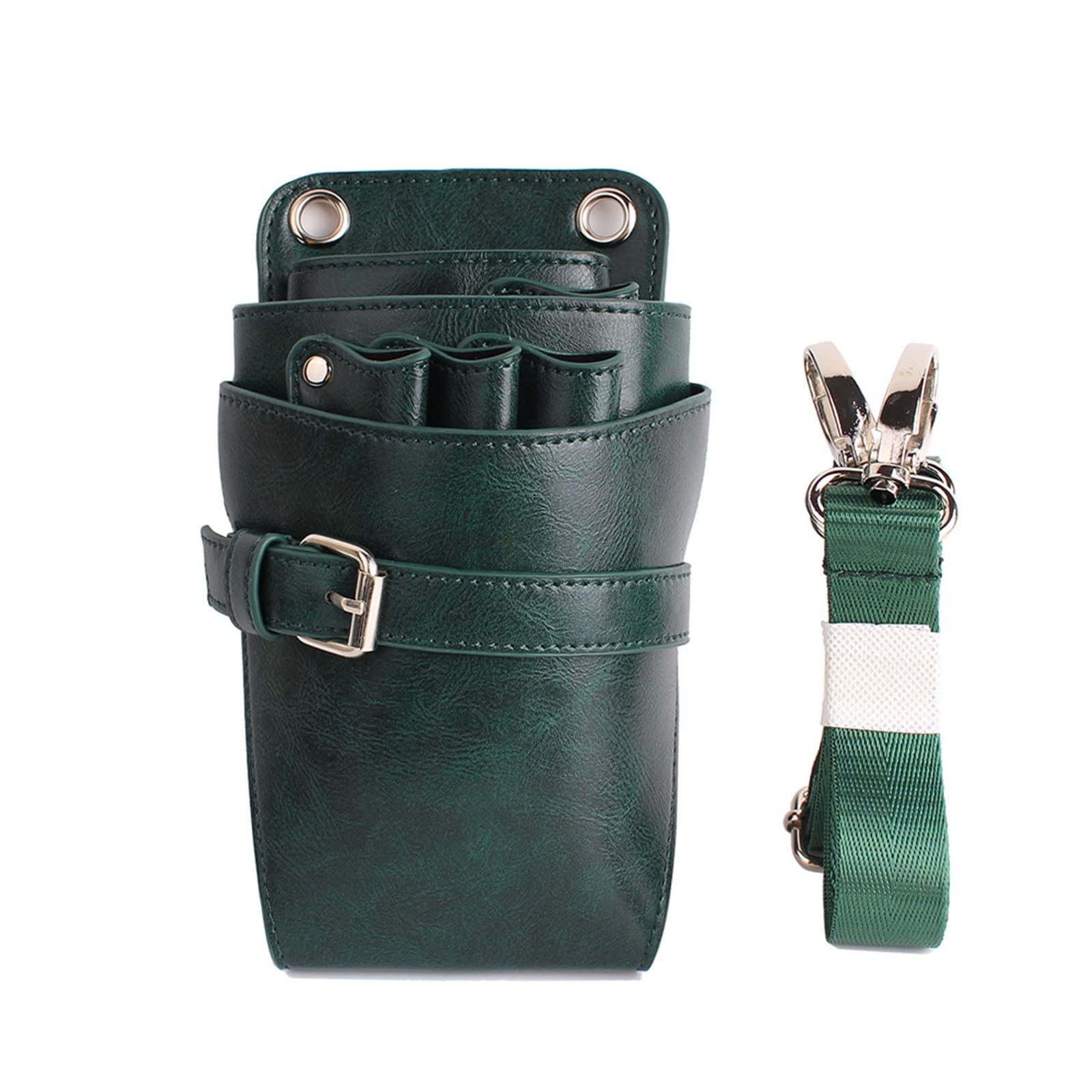 Borsa per Forbici da Parrucchiere Strumenti for parrucchiere Borsa cintura in vita Pu a cinghia for acconciatura in pelle per Salone(verde)