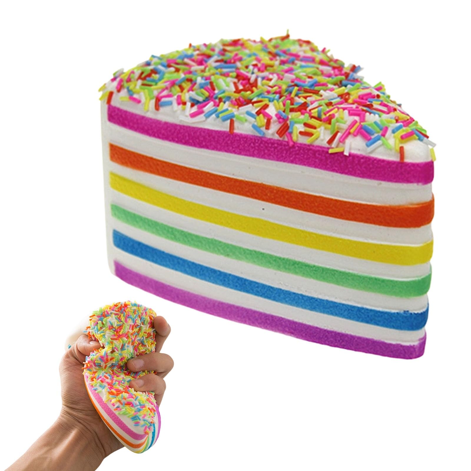 Cake Squishy, Big Cheese Stress Ball Realistic Design, Anxiety Relief Fidget Toy Sensory Toys For Adults & Kids (Cake-Big) — image 1