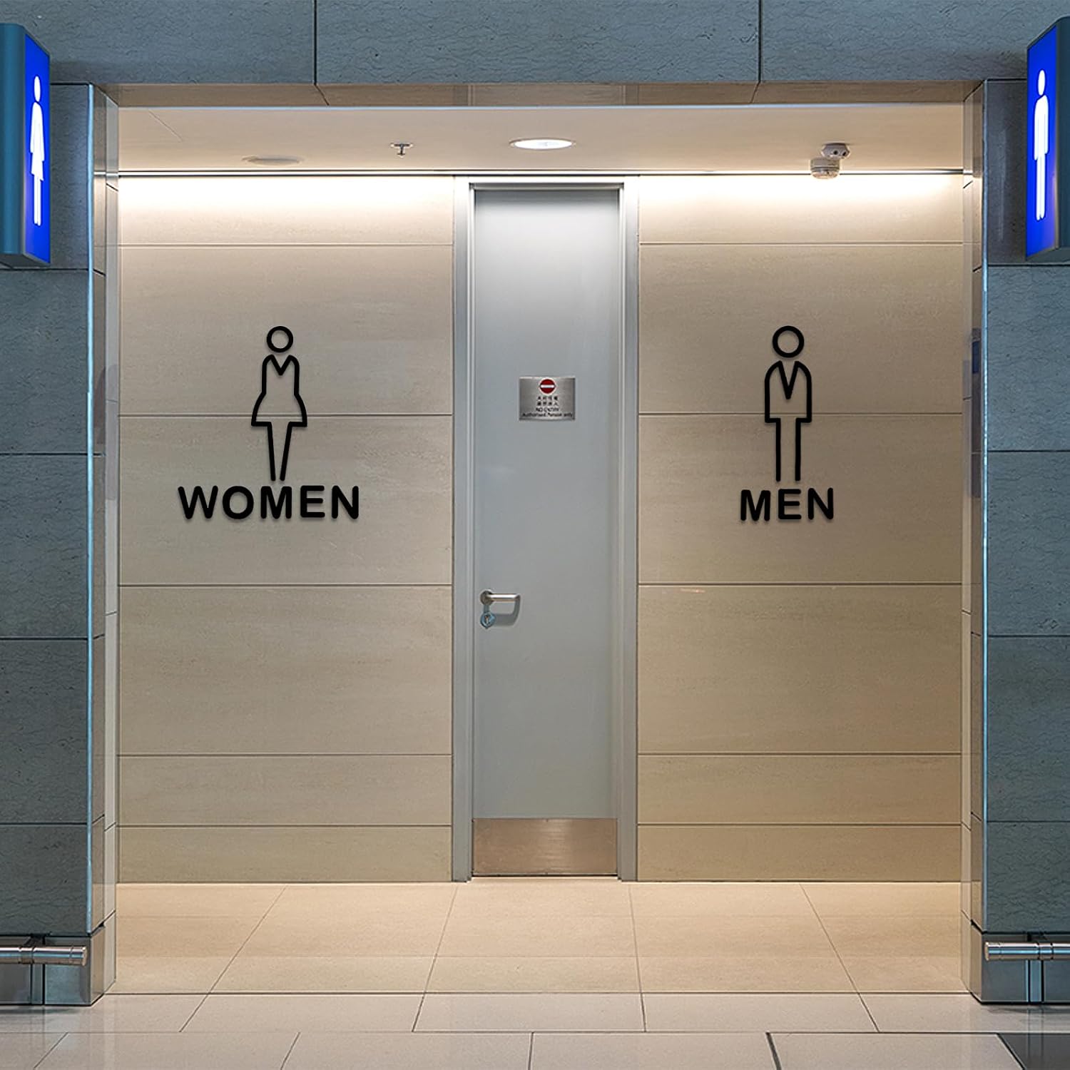 PATIKIL 7.9" Bathroom Sign, 1 Pack Acrylic Women Restroom Sign Self-Adhesive Toilet Door Decor Sticker for Office Business, Style 2 Gold