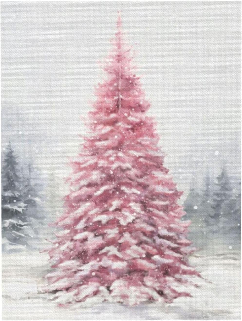 SurpriseSavors Pink Christmas Tree Decorative Canvas