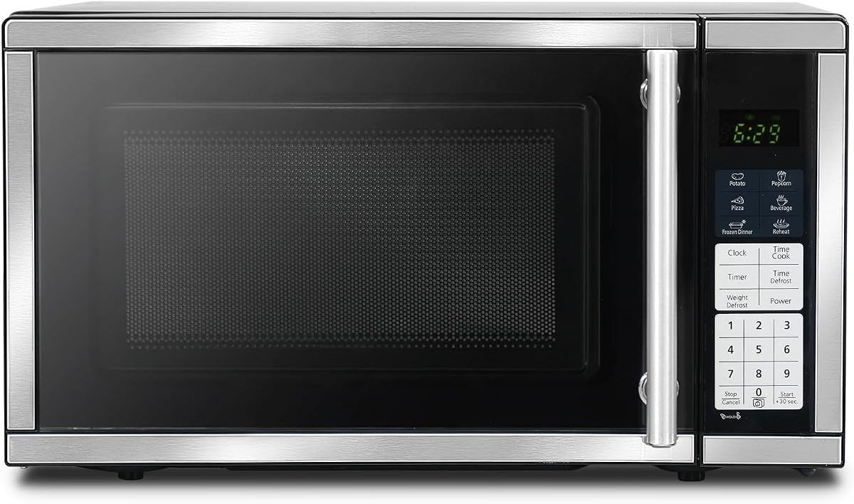 Hornos Microondas De Mostrador 0.7 Cu. Pie. Horno microondas de 700 vatios con iluminación LED, plato giratorio y seguro para niños, microondas compacto perfecto para apartamentos y dormitorios, interior fácil de limpiar, negro