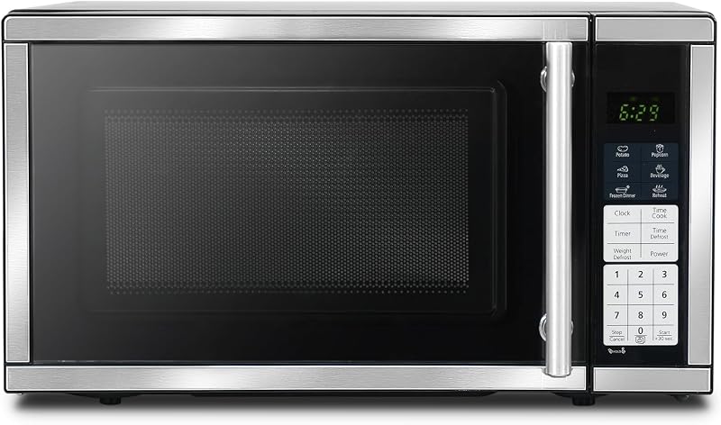 Hornos Microondas De Mostrador 0.7 Cu. Pie. Horno microondas de 700 vatios con iluminación LED, plato giratorio y seguro para niños, microondas compacto perfecto para apartamentos y dormitorios, interior fácil de limpiar, negro