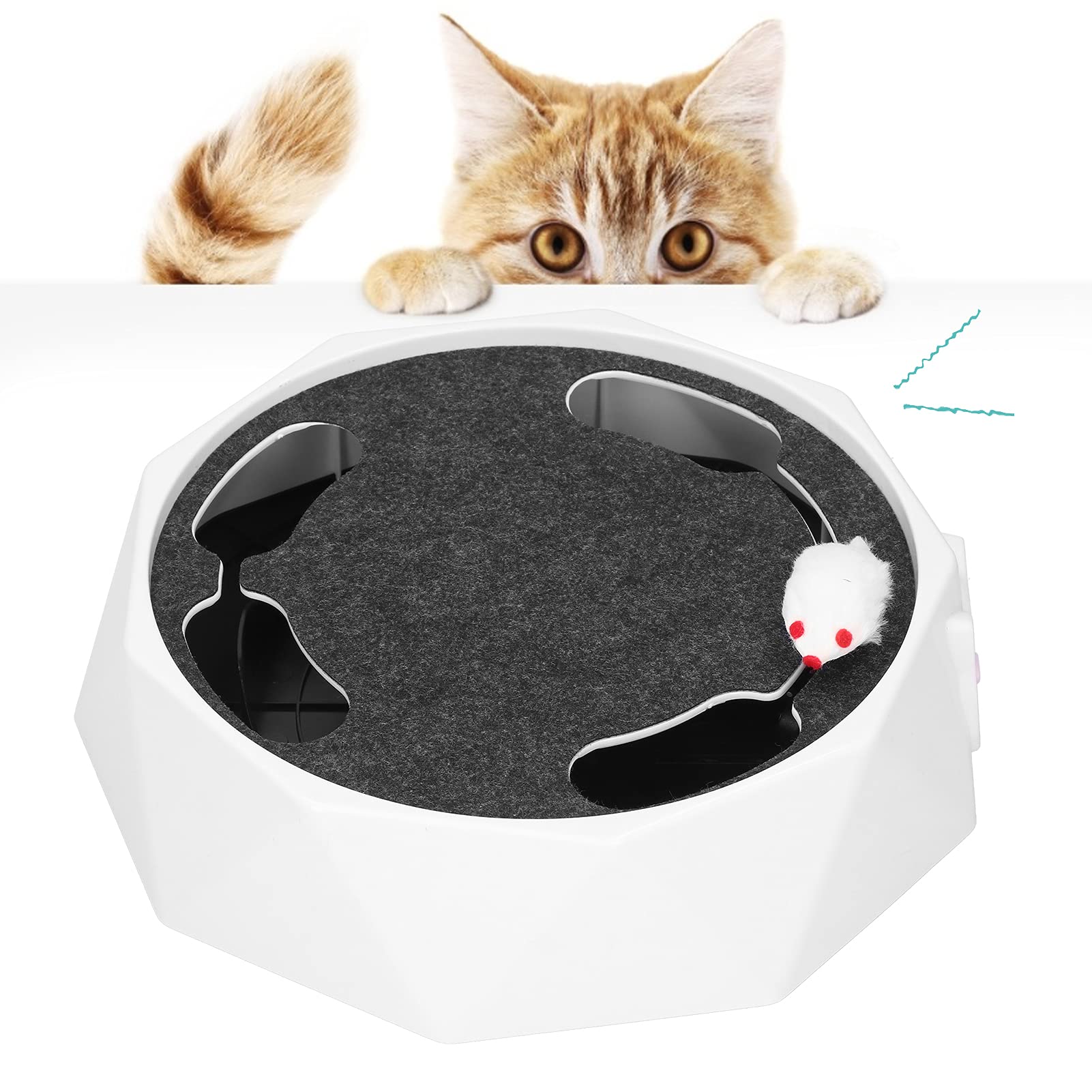 Catch Mouse Cat Toy Teaser Interactif avec Effets Sonores Réglable 2 Vitesses pour Le Plaisir à la Maison 26 Cm de Diamètre