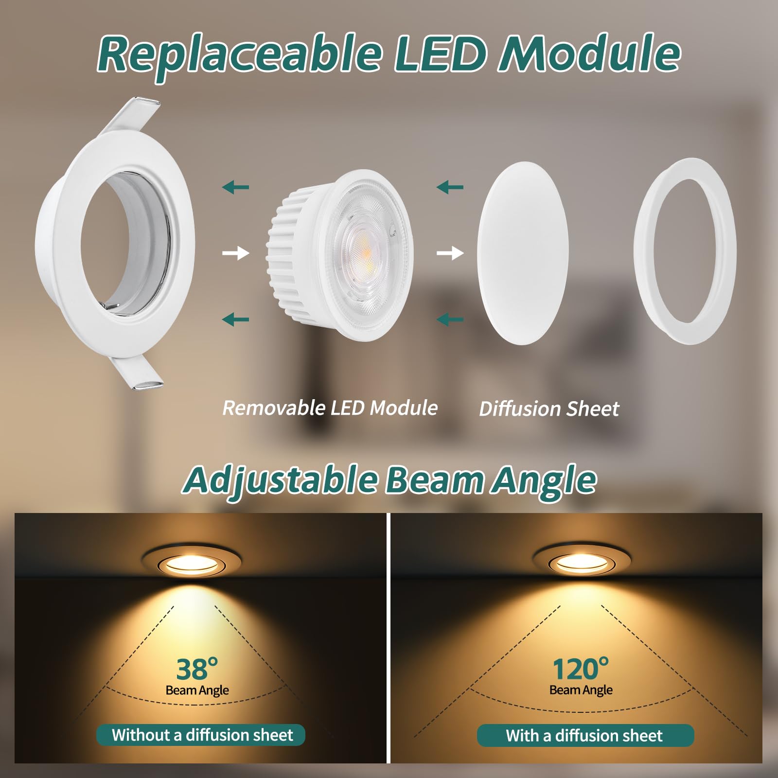 KYOTECH LED Einbaustrahler Dimmbar 230V, 5W 550LM Austauschbare Lichtquelle Deckenspots 3000K/4000K/6500K, LED Spot Flach IP44 Einbauleuchten 60-70mm für Badezimmer, Weiß 6er Set (Nicht Drehbar)