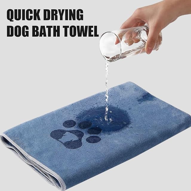 Foto 3 de 8 de bellv Toalla de Bao Grande Absorbente para Perros, Secado Rpido, Material de Algodn/Cotn/100%, Azul, 550 gsm