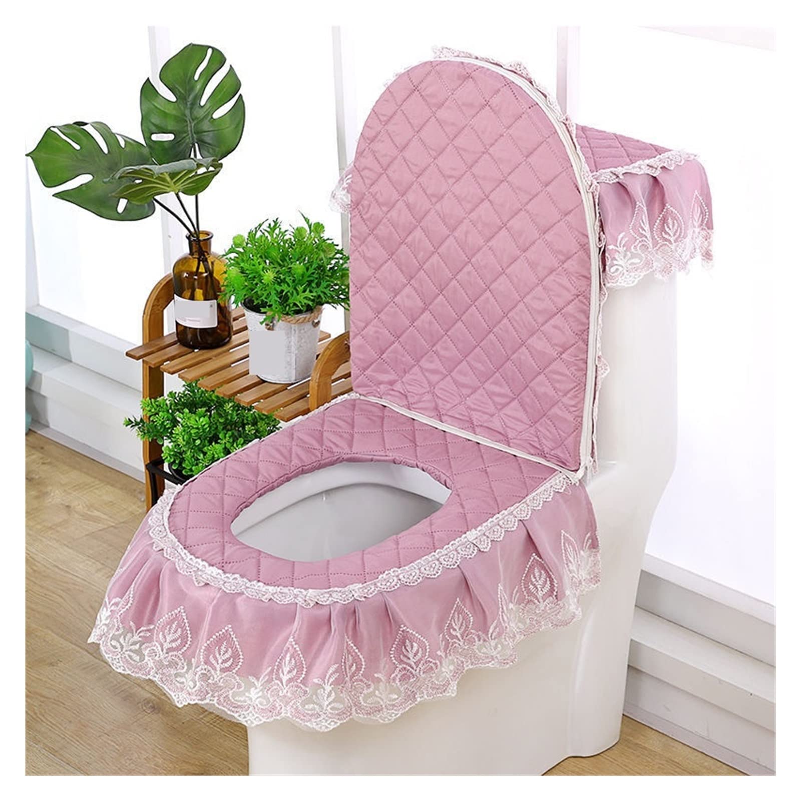 Genérico yaoqijie 3 uds Cubierta de Asiento de Inodoro decoración de baño Abrigo Caja de Inodoro Lavable Closestool Cubierta de Asiento Lasting (Color : Lavender)