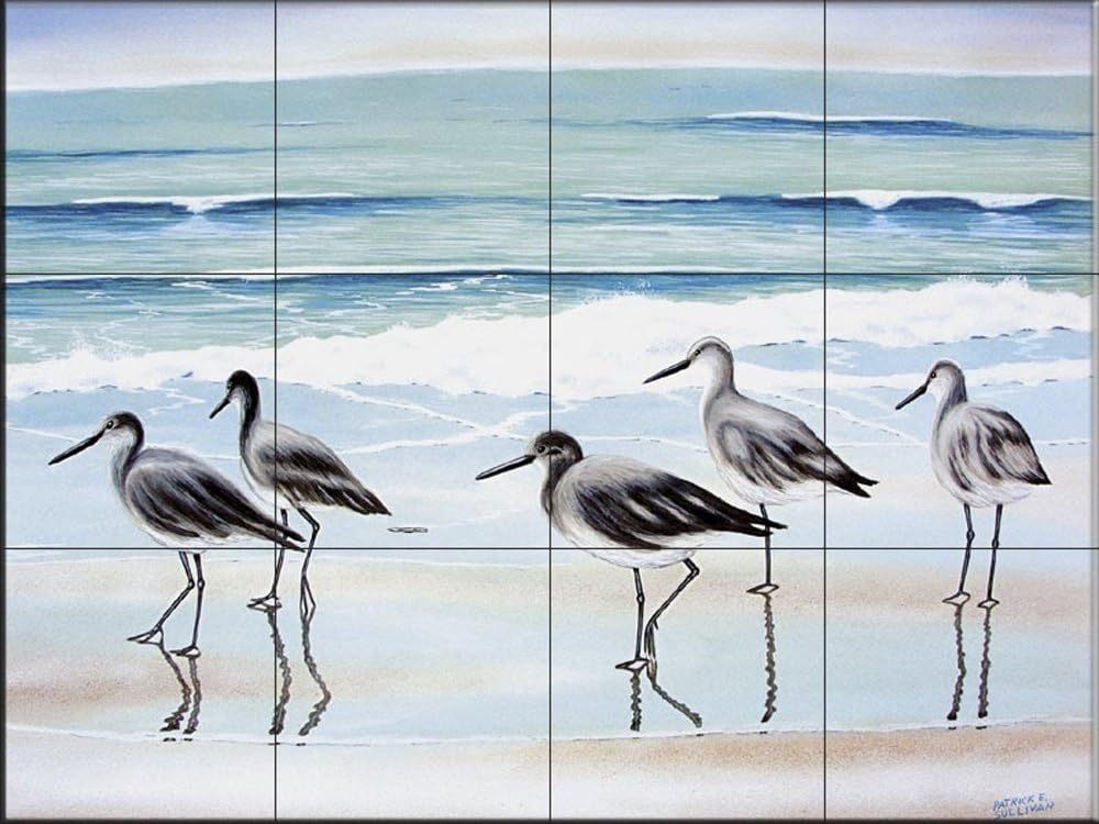 Ceramic Tile Mural - 5 Birds- by Patrick Sullivan