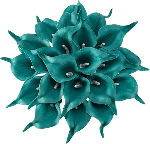 22 flores artificiales de lirio de pavo real real Lataex de 13.4 pulgadas, para decoración del hogar para flores de primavera, cocina del hogar,