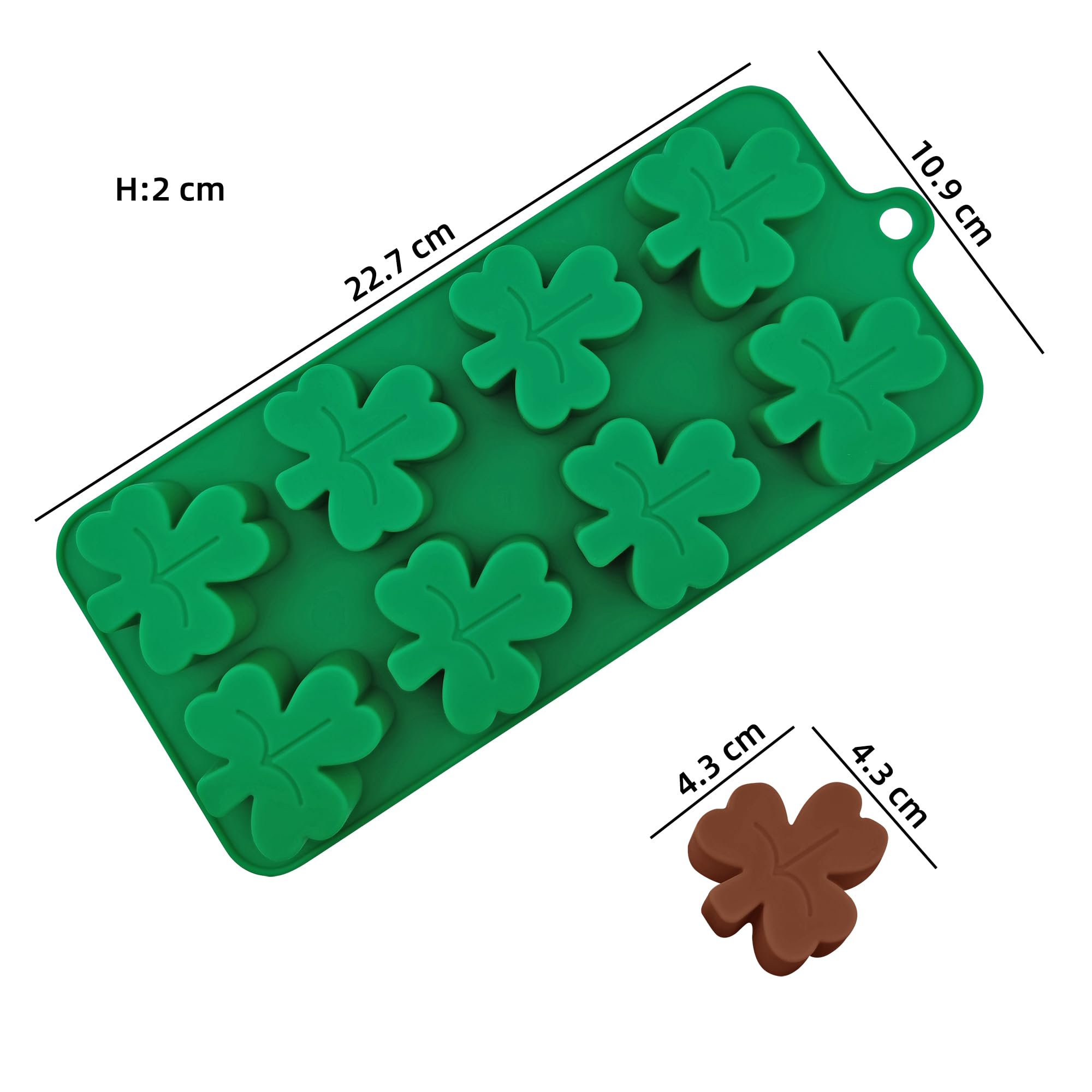 BFJ Silicone Shamrock Mould St Patrick's Day Chocolate Molds 2pcs for Ice Candy, Resin, Sugar Craft Cake Decoration - Image 2