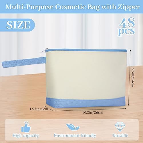 Miniatura 2 de Silkfly 48 bolsas de maquillaje de lona de algodón, bolsa de cosméticos de lona de 10.2 x 5.5 x 2 pulgadas, bolsa de maquillaje de dos tonos a