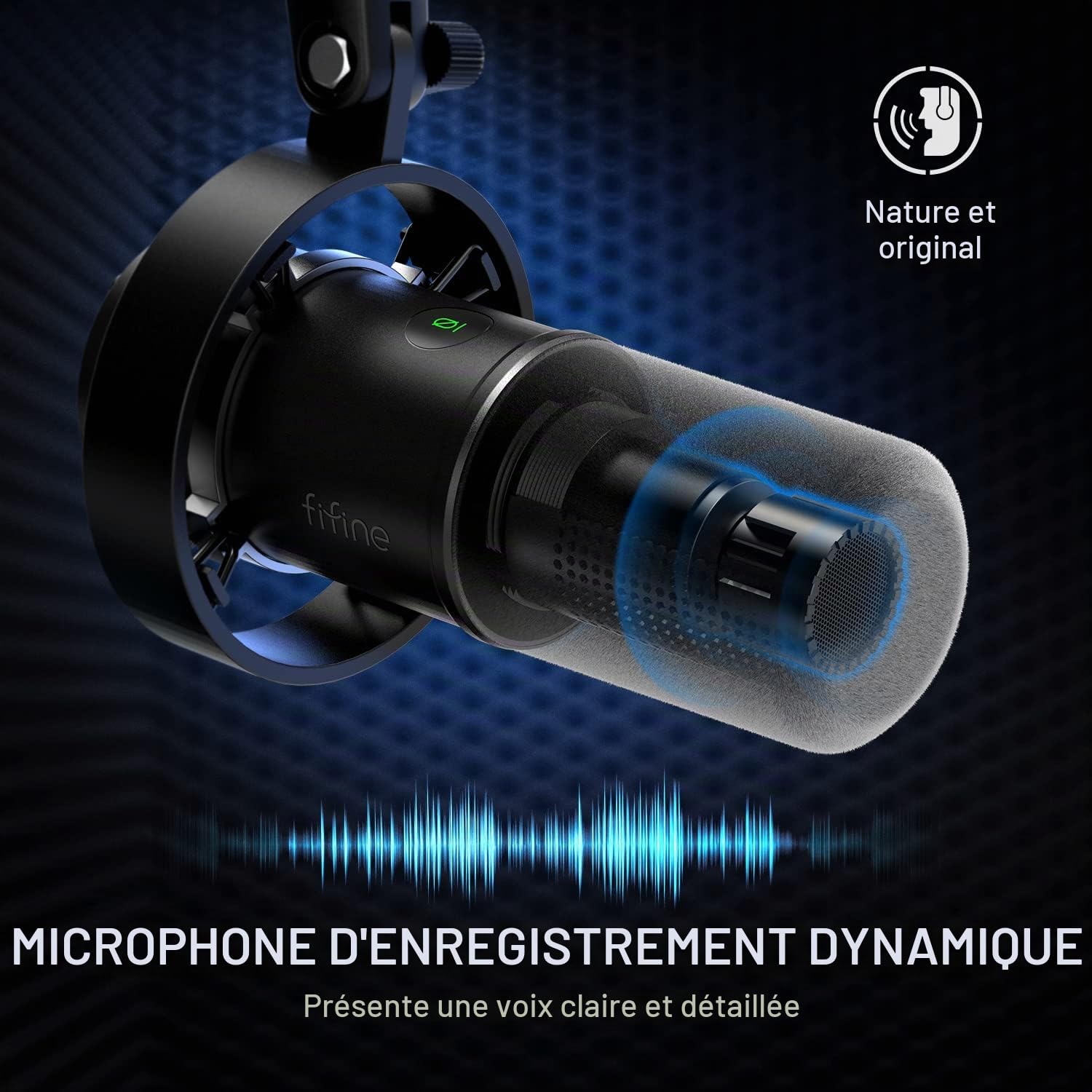 FIFINE USB/XLR Studio Micro Dynamique pour PC, RGB Cardioïde Microphone pour Gaming, Podcasting, Streaming, Broadcasting, Enregistrement Vocal, pour PS4/5 Mac PC Mixer Cartes Son