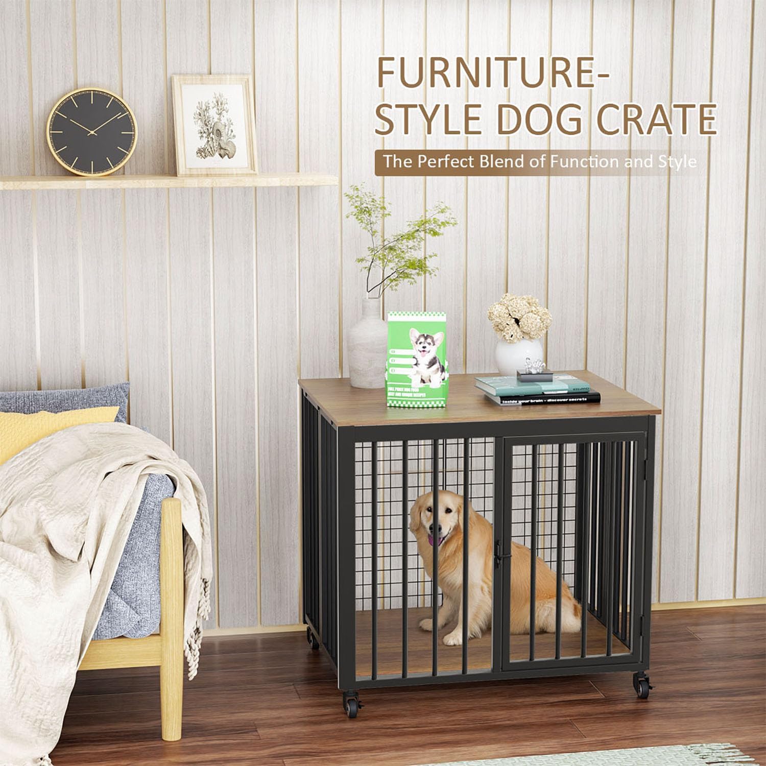 Stylish & Functional: The 32" Indestructible Dog Crate You Need!