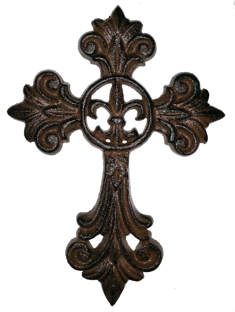 TLT Elegant Ornate Fleur De Lis Cross (brushed brown)