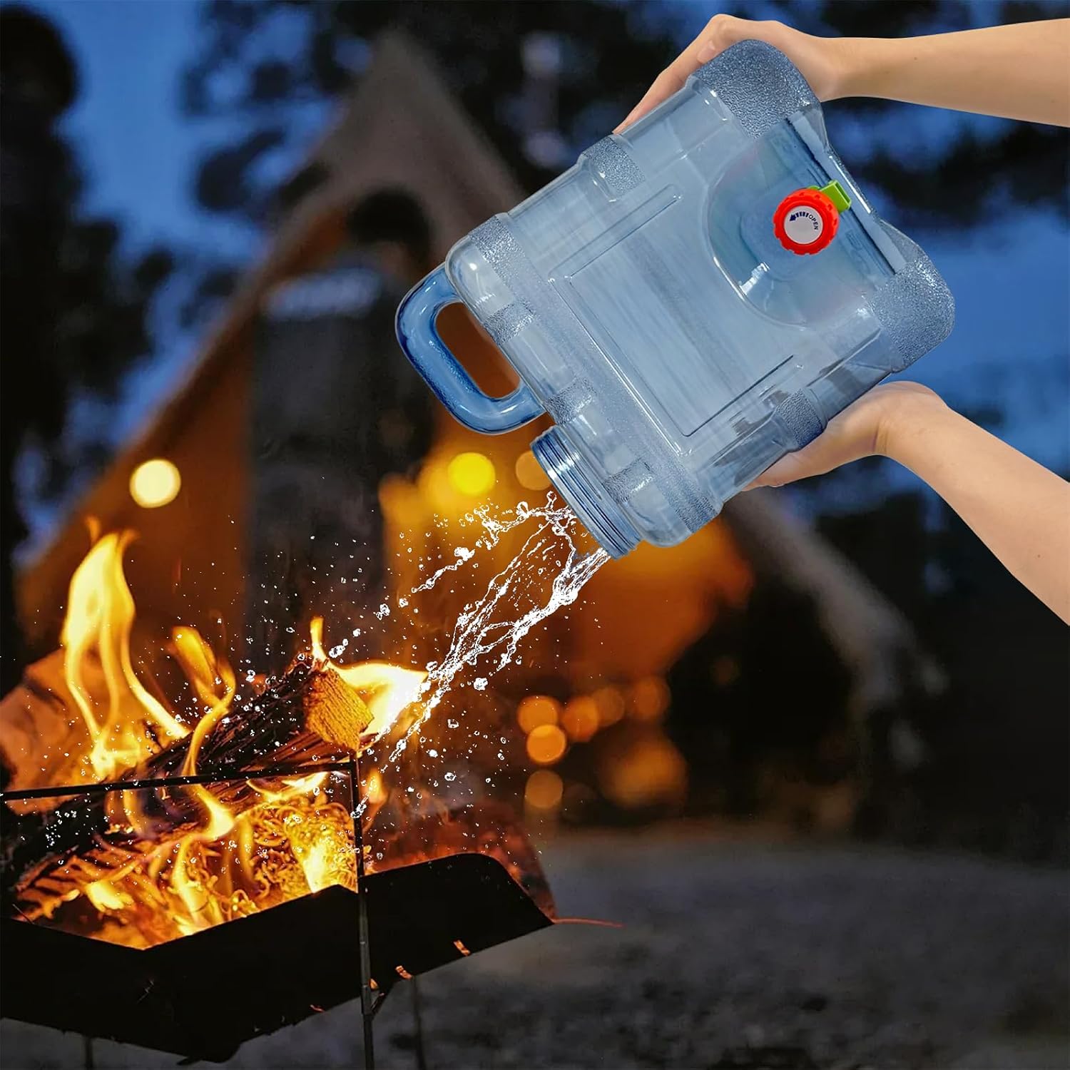 2.6 Gallon Camping Water Container with Spigot, BPA Free Portable Water Jug, No Leakage Emergency Water Storage Tank for Camping, Vehicle, Car, Outdoor Hiking, Picnic