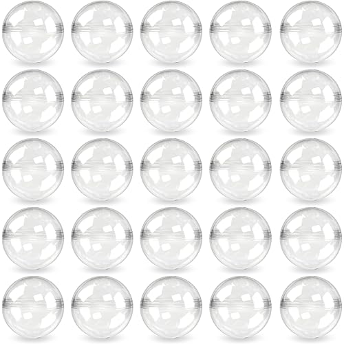 Capsule Vending Machine Round 50 pcs 1.1 inch (28mm) - Gumball Machine Capsules Bulk Clear Container - Easter Basket Stuffers Birthday Gifts Pinata Stuffers DIY Craft Supplies - Clear Capsules Empty