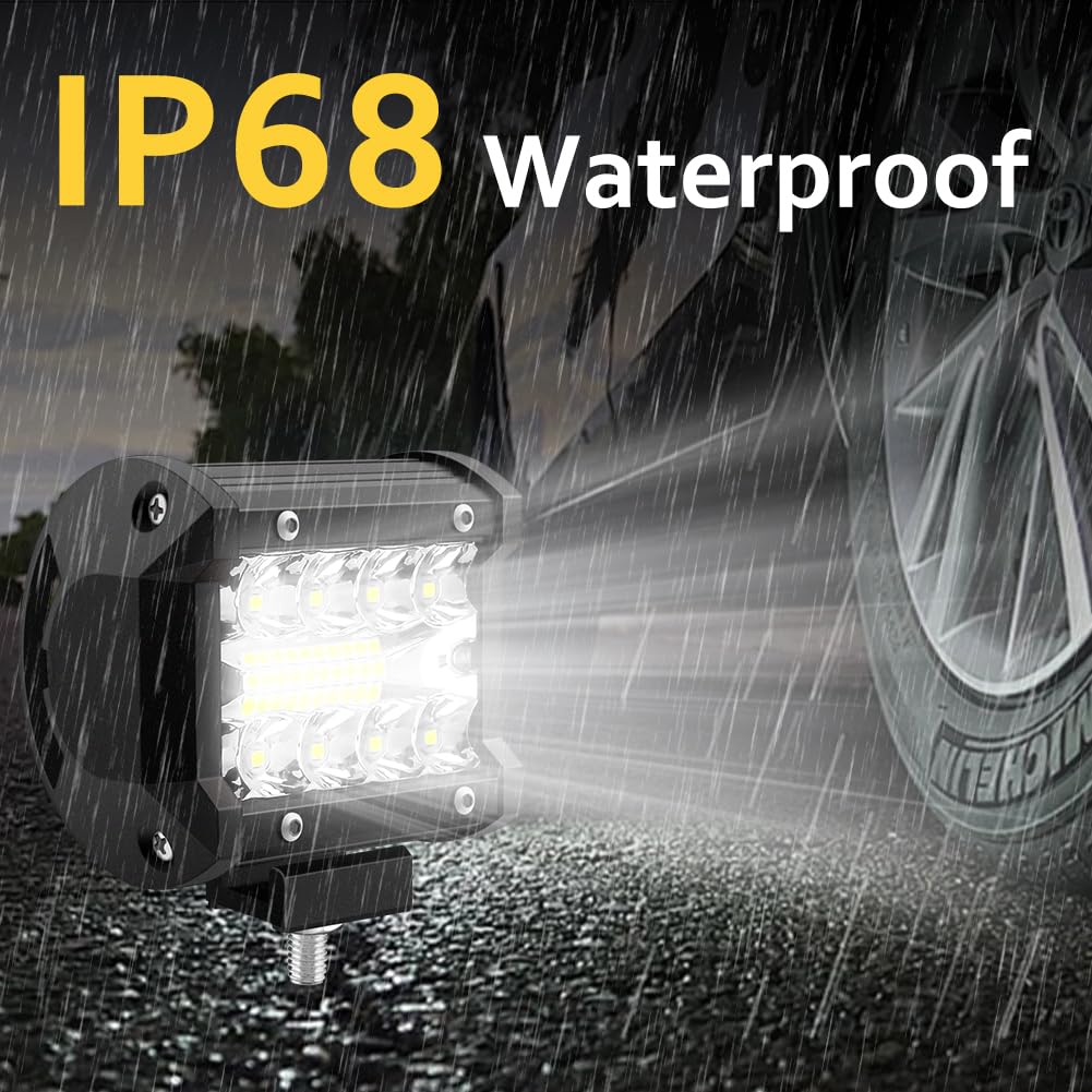 Faro da lavoro, 2 pezzi, 12 V, 60 W, 1200 lm, lampada da lavoro, 10 cm, 6000 K, luce bianca, barra LED, per auto, camion, trattore, quad, veicoli barche