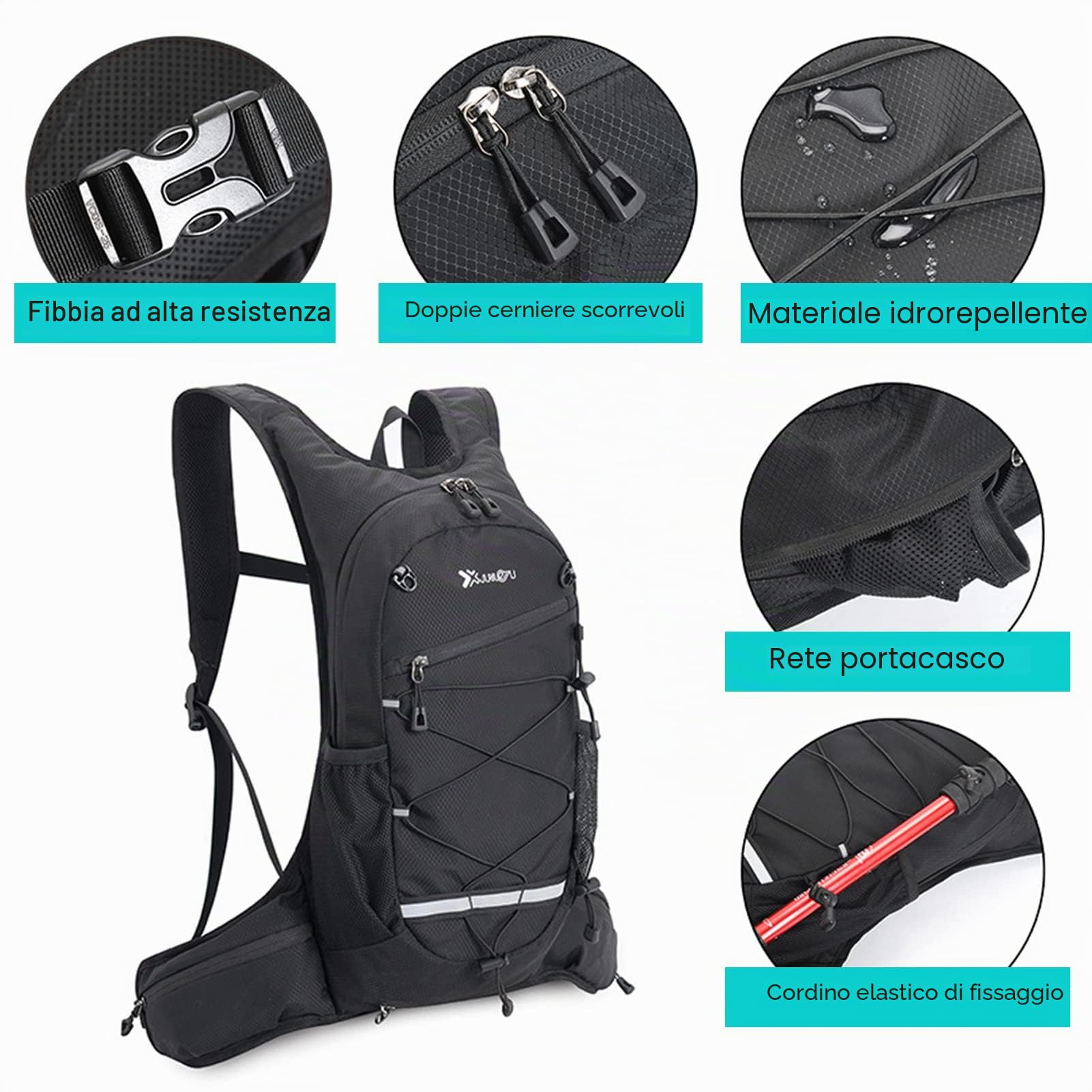 Lixada 8L Zaino da Ciclismo,Zaino da Bici Leggero Borsa da Viaggio per Sport all'Aria Aperta per Escursionismo, Ciclismo, Trekking, Campeggio e Maratona