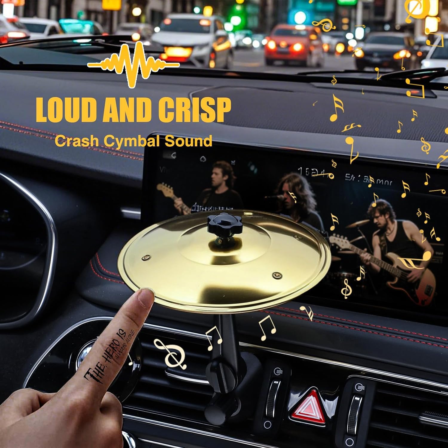 Car Cymbal,Car Crash Cymbal for Car Vent Practical Accessories for Vehicles to Make Driving More Fun (Gold) - Image 3
