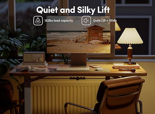 Miniatura 6 de FAMISKY Escritorio de pie de 44 x 24 pulgadas de altura ajustable, escritorio eléctrico de pie, escritorio de elevación con tablero de empalme,