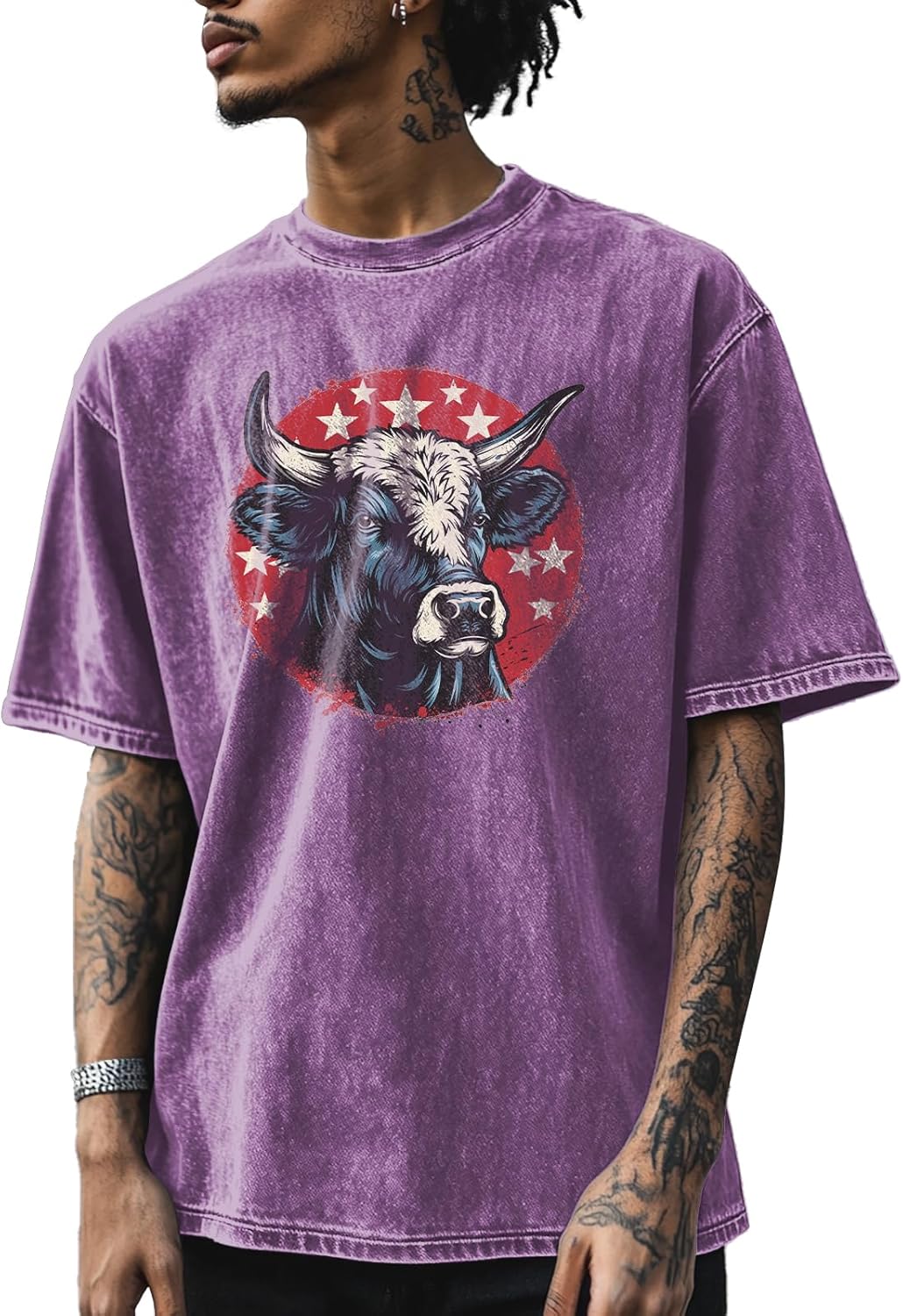 Vintage Graphic Printed T-Shirts for Men Casual Cotton Tees Comfy Streetwear Crewne...