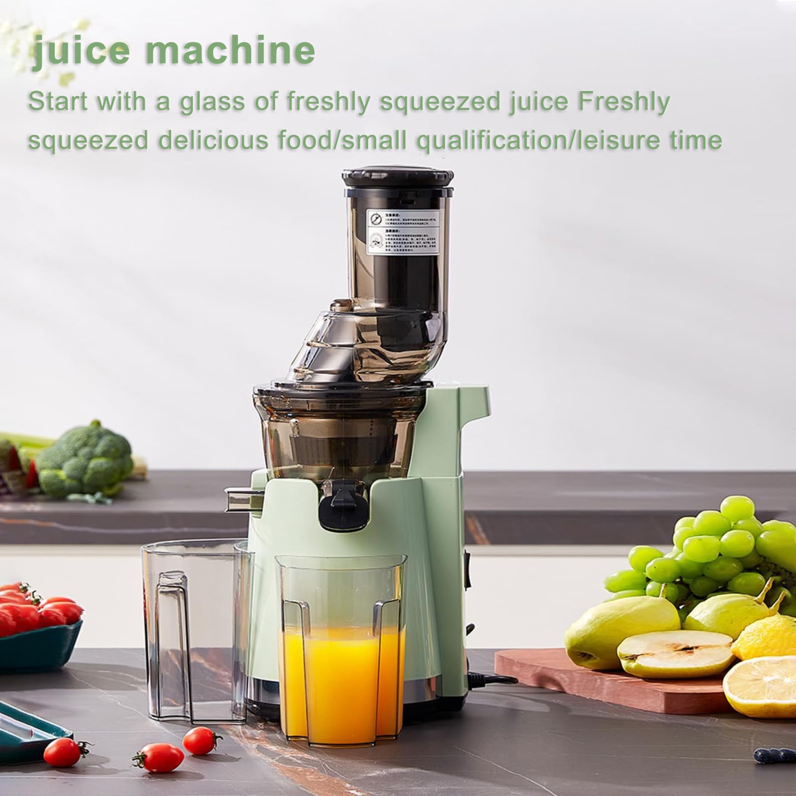 Exprimidor automático de prensa en frío, máquinas exprimidoras de 250 W, con dos velocidades de apertura de 80 mm y exprimidores lentos de 1 litro de capacidad para frutas y verduras Commercial