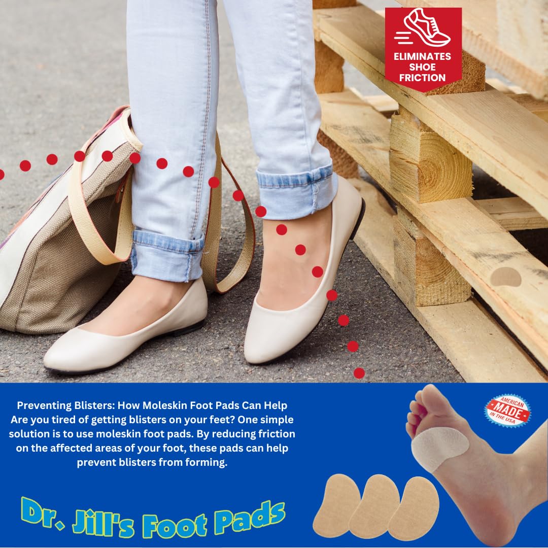 Dr. Jill's Foot Pads, YJ15-8068, podkładka w kształcie nerki Moleskin (50 sztuk) Blister Pad
