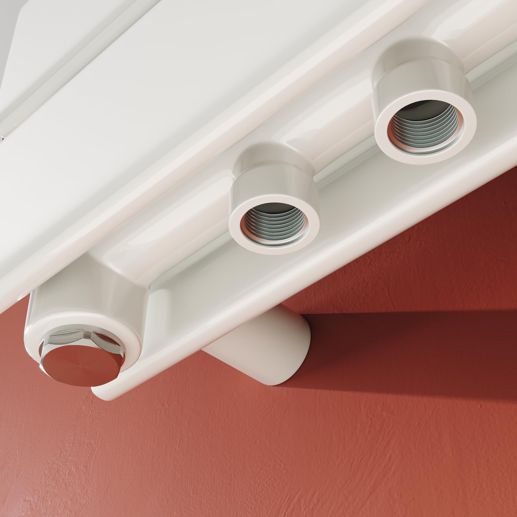 SONNI Design Heizkörper 1200x465mm Weiß 950 Watt, Doppellagig Heikörper flach horizontal Flachheikörper für Bad Seitenanschluss Badheizkörper