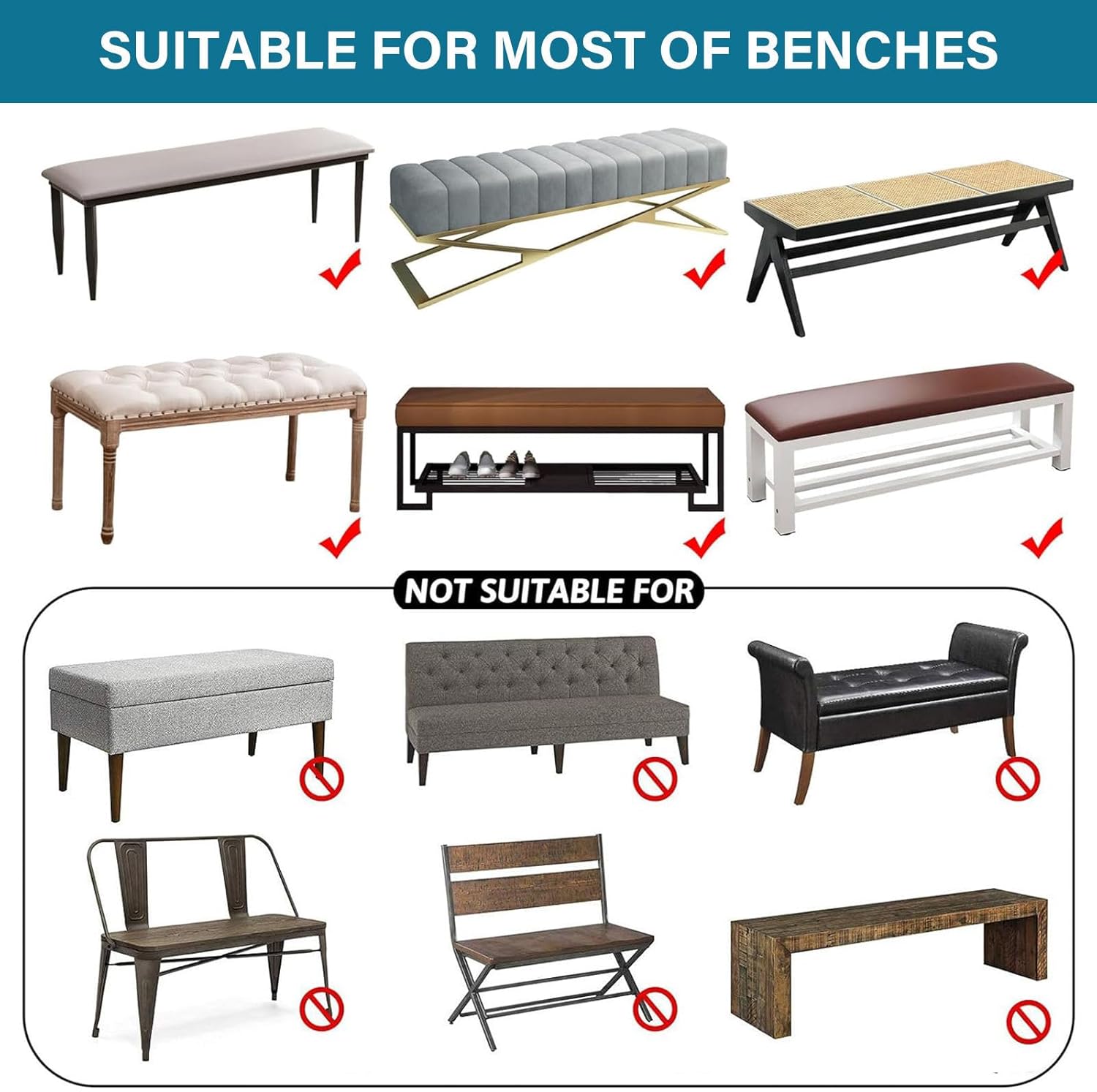Soft Dining Bench Cover Velvet Bench Cushion Covers Stretch Rectangle for Dining Room Removable Washable Bench Seat Protector Cover Gray Blue Large