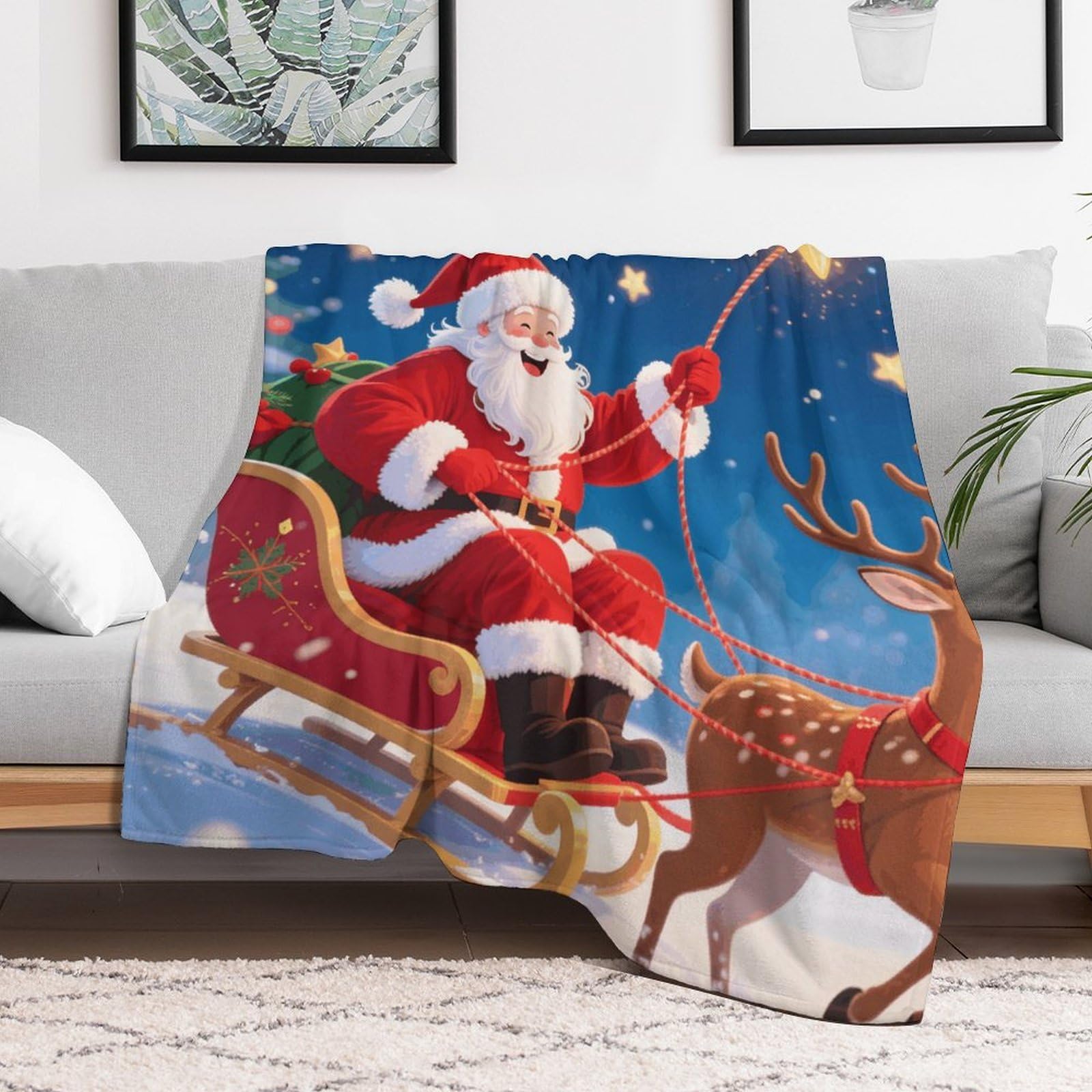 Couverture polaire de Noël personnalisée pour canapé et sofa