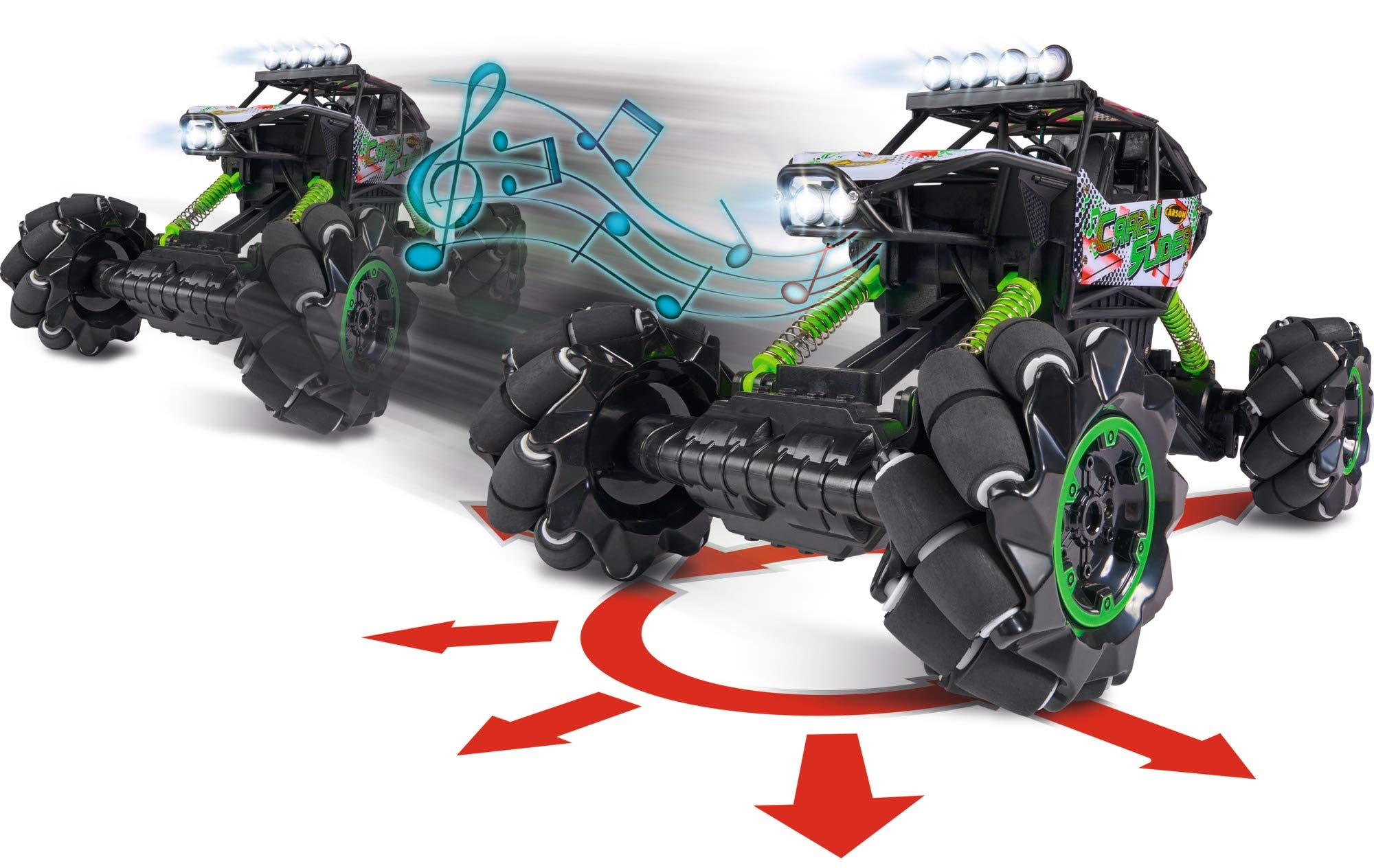 Carson 1:12 Crazy Slider 2.4G 100% RTR, Ferngesteuertes Auto, Tanzt zur Musik, Fahrzeug mit Funktionen, inkl. Batterien und Fernsteuerung, Fahrzeit 30 Minuten, 500404198