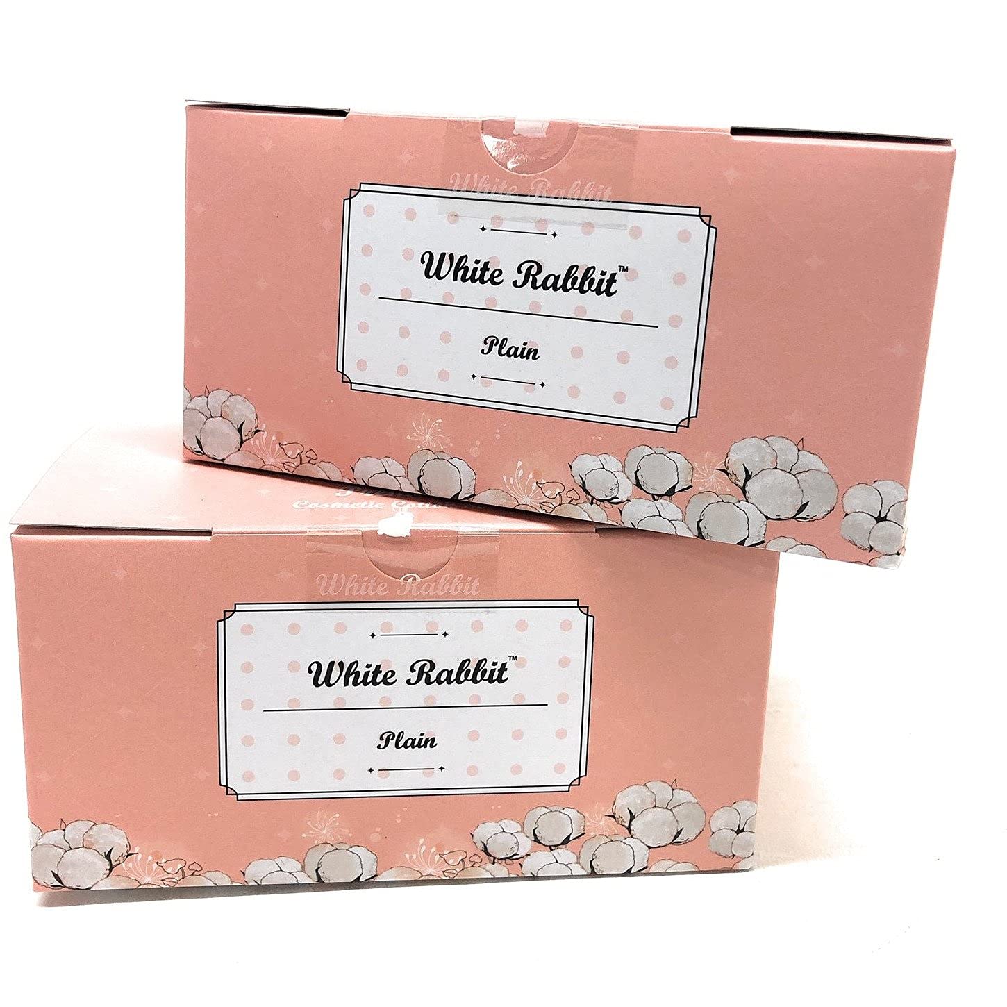 White Rabbit Premium Cotton Pad Authentic Korean 100% cotton- box of 200 cotton Pads per box- Untreated, Grown Free of Pesticides and Chemical Fertilizers (2 Pack, Plain)
