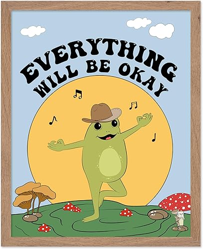 Miniatura 10 de Poster Master Póster con texto en inglés «You Are Exactly Where You Need To Be», impresión retro de rana, arte musical, arte de hongos, arte de cita