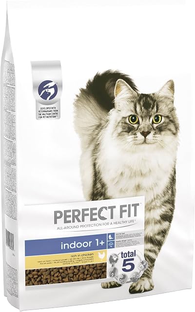 Perfect Fit Dry Cat Food Indoor Adult 1+ - Complete dry food for adult cats from 1 year old, rich in chicken 7 kg (Pack of 1)