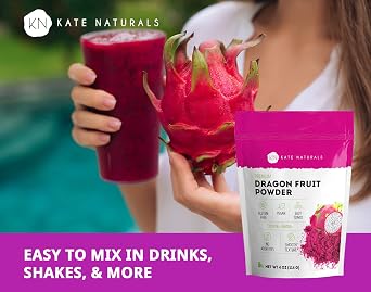 Kate Naturals Dragon Fruit Powder (4oz) & Strawberry Powder (4oz) Bundle