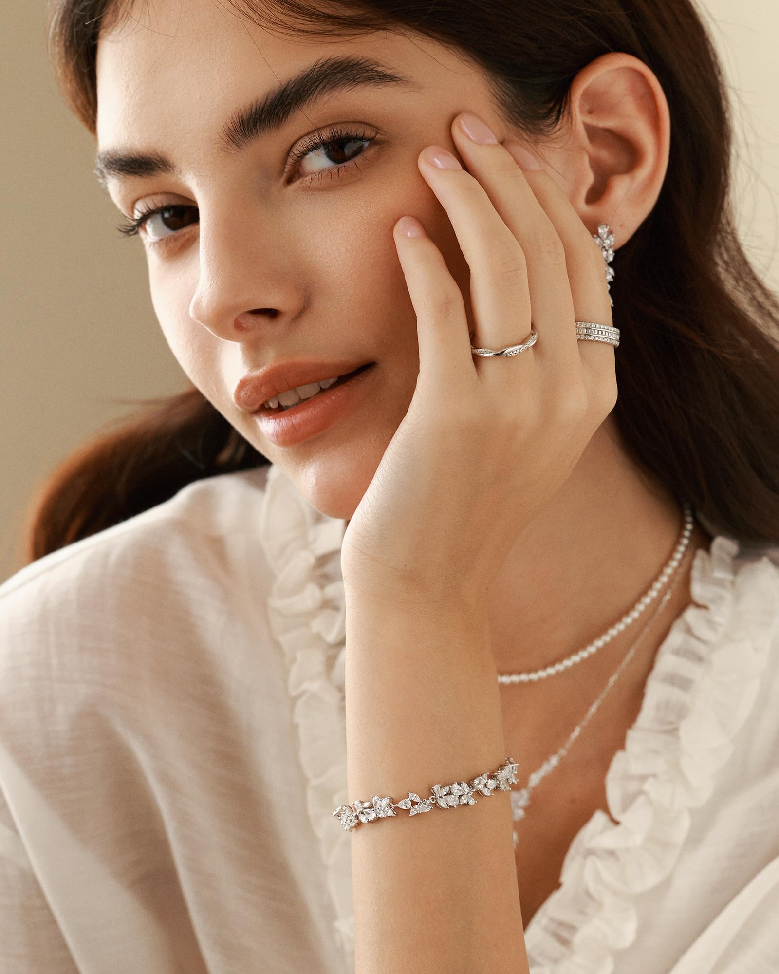 FANCIME Wisteria Reverie Halskette für Damen, Sterlingsilber, künstlicher Diamant, Blume, Y-Halskette, feiner Schmuck, Hochzeit, Geburtstag, Jahrestag, Valentinstag, Geschenke für Ehefrau, Braut, sie